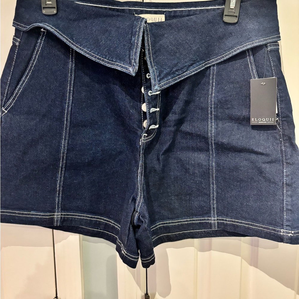 Eloquii Women's Blue Denim Shorts